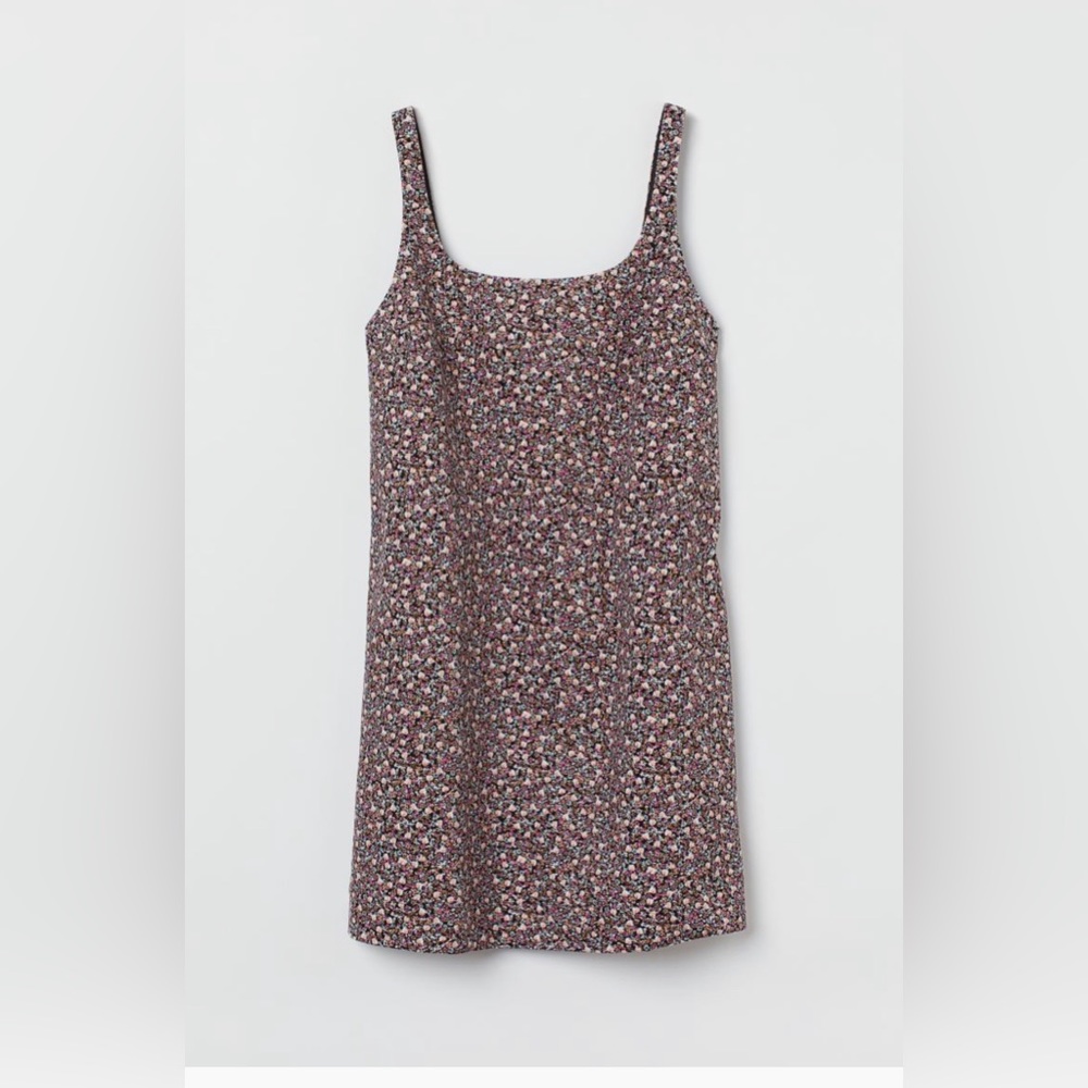 New Beautiful Short Cotton Dress, size L. Black with flower prints.
